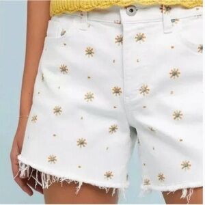 Anthropologie Pilcro Letterpress Starburst Embroidered Denim Shorts Size 26